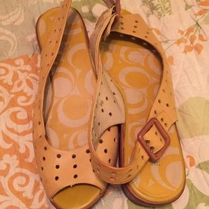 Gorgeous mustard sandals with a slight “wedge”